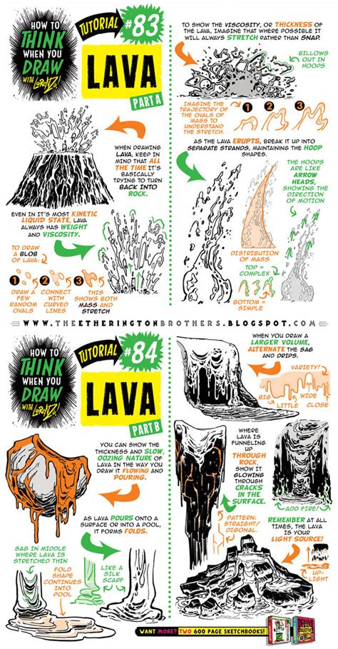 drawing lawa|How to draw LAVA and VOLCANOES tutorial.